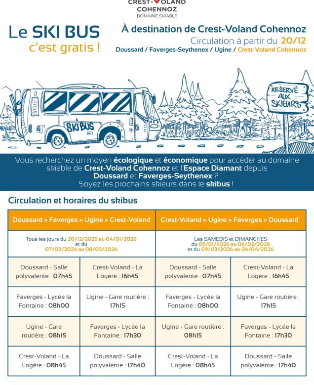 NAVETTES GRATUITES DE DOUSSARD A CREST VOLAND CET HIVER